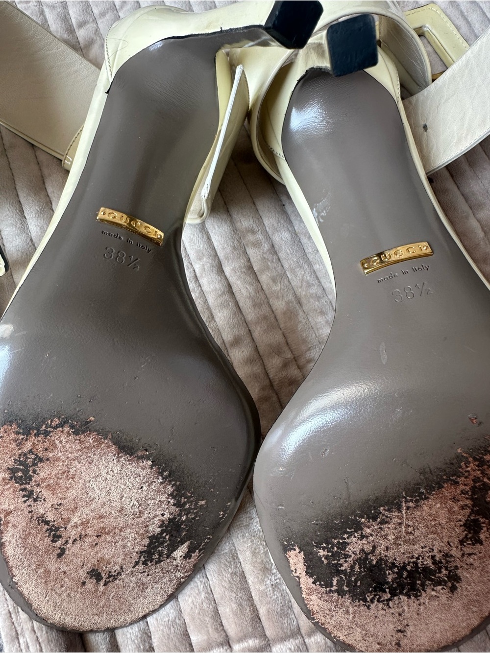 Gucci Cream Patent Leather Ankle-Strap High Heels - Picture 5 of 7